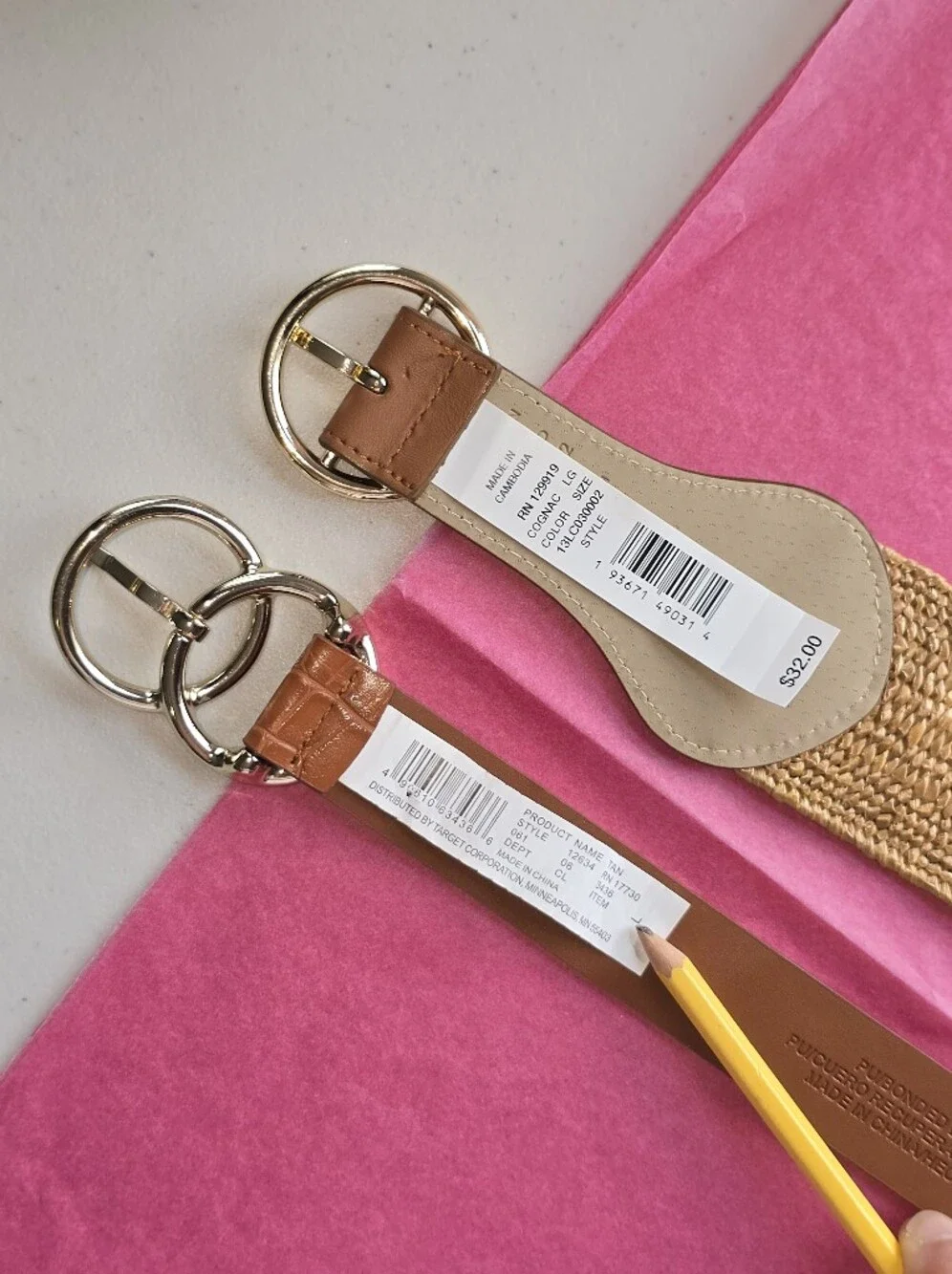 L.C Lauren Conrad and Target Brown Vegan Belts Size L NEW